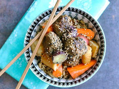 BOULETTES DE DINDE ET LÉGUMES RACINES À LA THAÏE