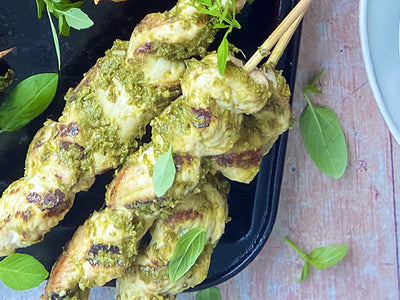 BROCHETTES DE PORC ET PESTO