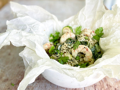 ASIAN SHRIMP AND COCONUT NOODLE PAPILLOTE