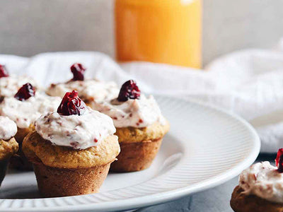 MINI-CAKES CITROUILLE-CANNEBERGES