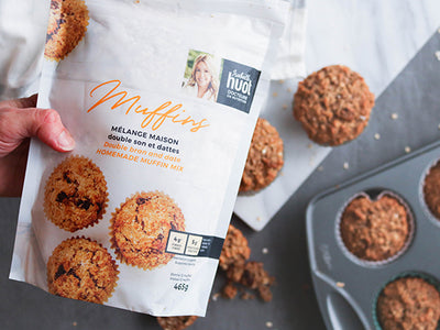 MUFFINS SON, DATTES ET CRUMBLE À L'ÉRABLE