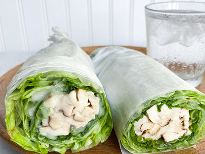 CHICKEN CAESAR ROLLS WITH LETTUCE LEAVES