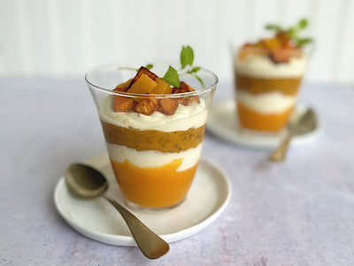 POUDING DE CHIA, PATATE DOUCE ET PÊCHES