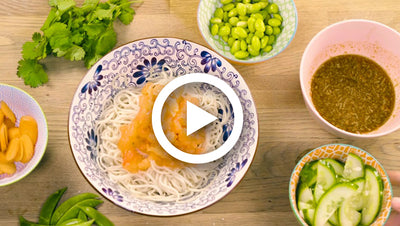 COLD SALAD WITH SOBA NOODLES AND ASIAN VEGETABLES