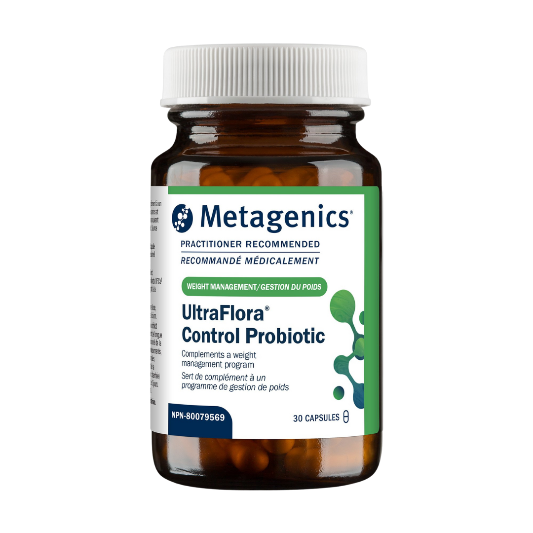 Probiotiques Ultra Flora Control de la marque Metagenic. Probiotiques favorables pour la gestion de poids. // Ultra Flora Control probiotics from Metagenic. Probiotics for weight management.