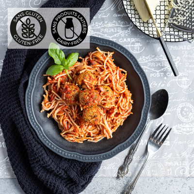 Un repas de pâtes sans gluten, sans lactose et débordant de saveurs. Essayez ce repas prêts à manger en seulement 5 minutes, parfait pour vous libérer de la charge mentale en cuisine. // A gluten-free, lactose-free pasta meal bursting with flavor. Try this ready-to-eat meal in just 5 minutes, perfect for taking the mental load out of the kitchen.